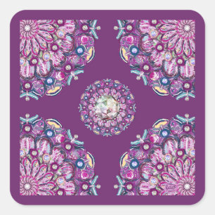 Kardinal Red Rosace Quadratischer Aufkleber