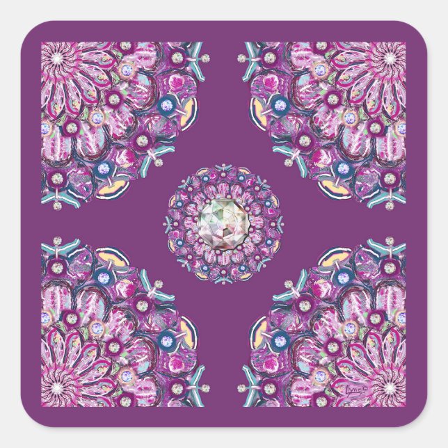 Kardinal Red Rosace Quadratischer Aufkleber (Vorderseite)