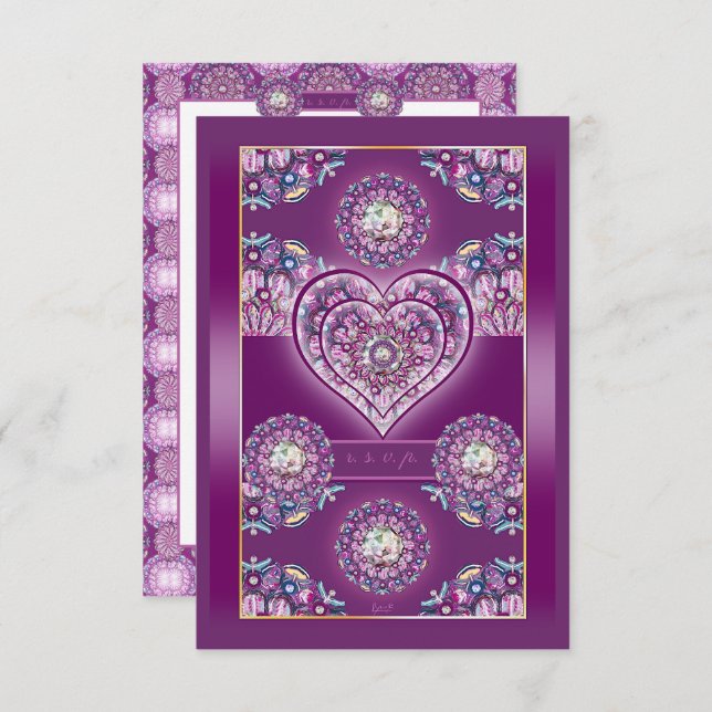 Kardinal Red Rosace RSVP Karte (Vorne/Hinten)