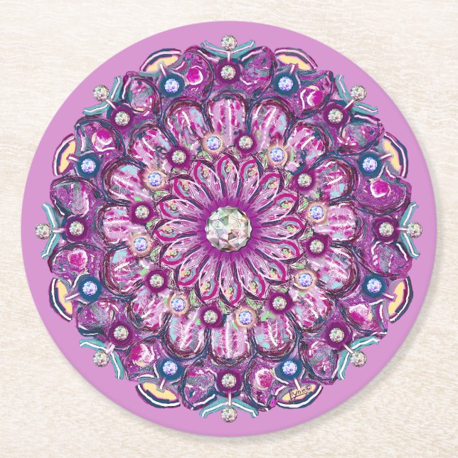 Kardinal Red Rosace Runder Pappuntersetzer (Vorderseite)