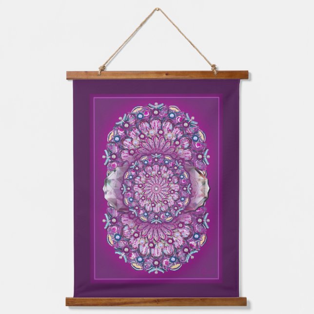 Kardinal Rosace Wandteppich Mit Holzrahmen (Vorderseite)