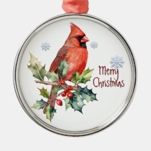 Kardinal Roter Bird Winterwald Ornament Aus Metall