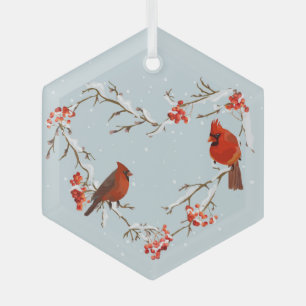 Kardinal Roter Bird Wreath Weihnachten Ornament Aus Glas