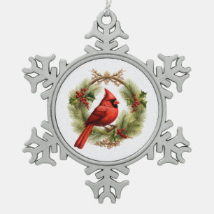 Kardinal Schneeflocken Zinn-Ornament