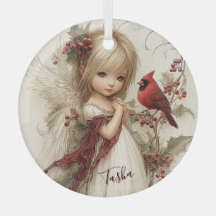 Kardinal Segen in ruhigem Schnee Ornament Aus Glas
