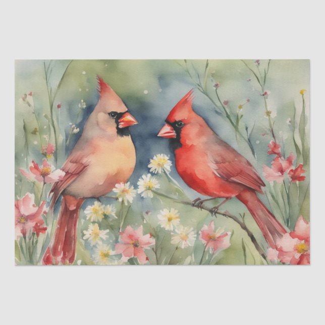 "Kardinal Serenade: Ein Blumenmotiv Seidenpapier (Vorderseite)