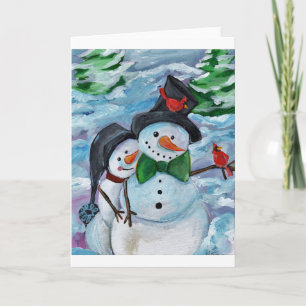 Kardinal Snowmen Feiertagskarte
