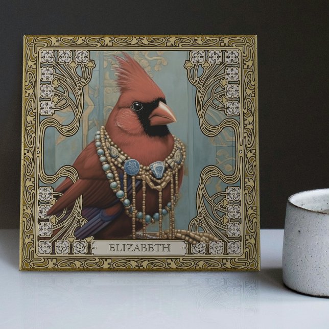 Kardinal Spirit Animal Personalisiert Name Field Fliese (Von Creator hochgeladen)