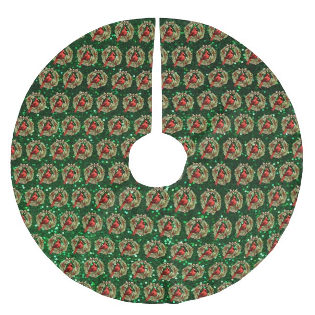 Kardinal Tree Skirt Polyester Weihnachtsbaumdecke (Vorderseite)