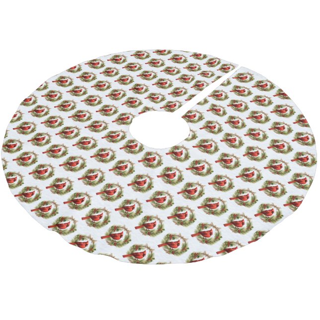 Kardinal Tree Skirt Polyester Weihnachtsbaumdecke (Schrägansicht)