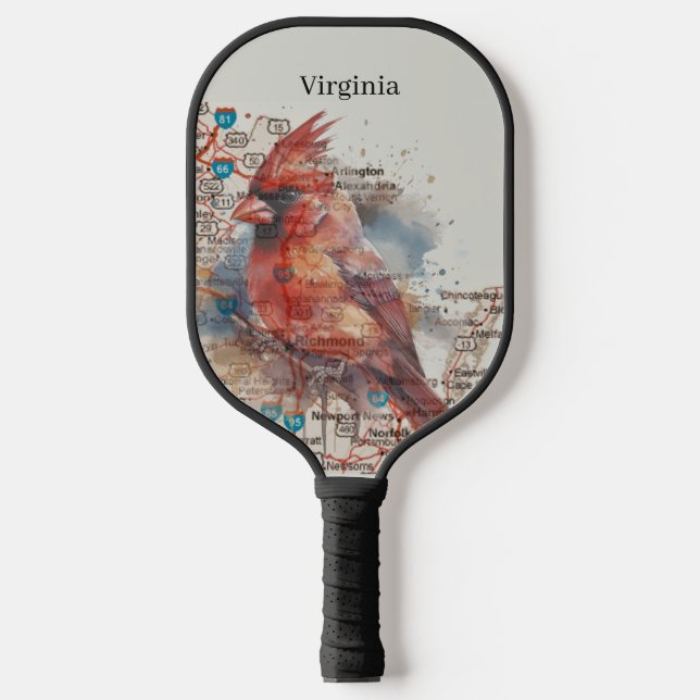 Kardinal über Virginia Road Map Pickleball Schläger (Vorderseite)