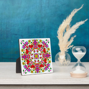 Kardinal und Blume Mandala Fotoplatte