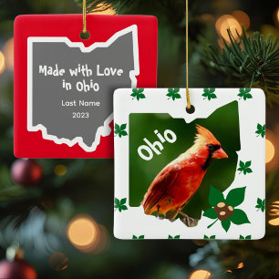 Kardinal und Buckeyes Ohio Weihnachten Keramikornament