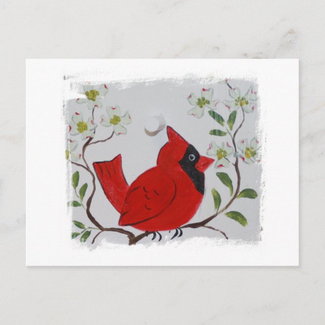Kardinal und Dogwood Postkarte (Vorderseite)