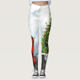 Kardinal und ein Weihnachtsbaum Leggings