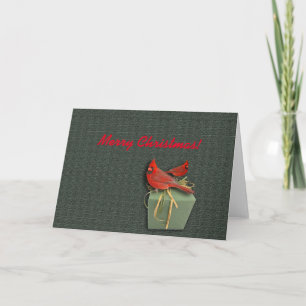 Kardinal und Geschenkboxen (frohe Weihnachten) Feiertagskarte