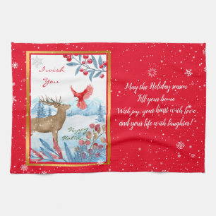 Kardinal und Hirsche individuell gestalten Geschirrtuch