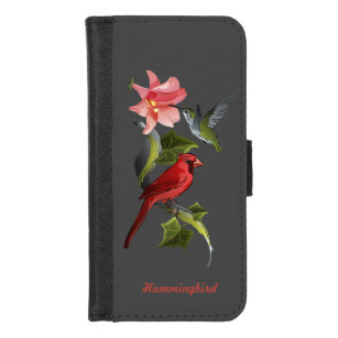 Kardinal und Hummingbird Pink Lily Personalisiert iPhone 8/7 Geldbeutel-Hülle