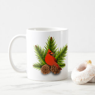 Kardinal- und Kiefernzapfen-Weihnachtsbecher Tasse