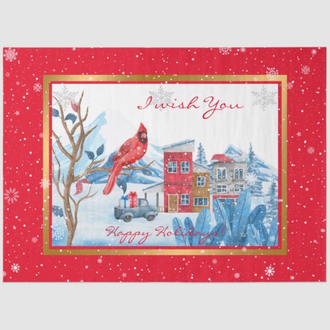 Kardinal und Landschaft individuell gestalten Seidenpapier (Vorderseite)