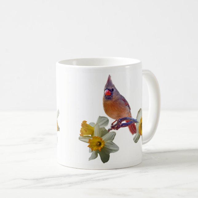 Kardinal und Narzissen - Tasse (VorderseiteRechts)