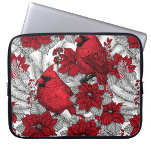 Kardinal und Poinsettia in Rot und Weiß Laptopschutzhülle