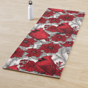 Kardinal und Poinsettia in Rot und Weiß Yogamatte
