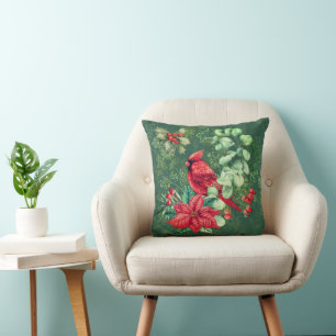 Kardinal und Poinsettie Kissen