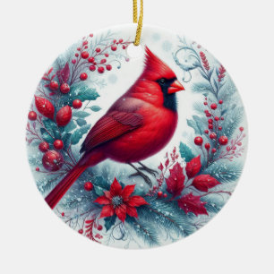 Kardinal und Weihnachtsfeier Keramik Ornament