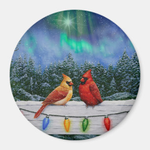 Kardinal und Weihnachtslicht Winterschnee Magnet