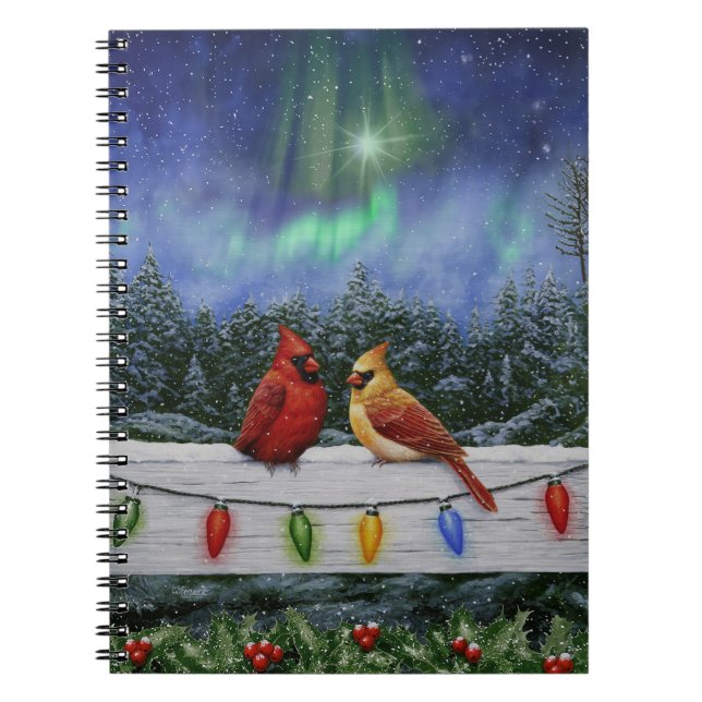 Kardinal und Weihnachtslicht Winterschnee Notizblock (Vorderseite)