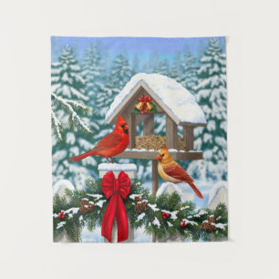Kardinal und Weihnachtsvogelzuführung Wandteppich
