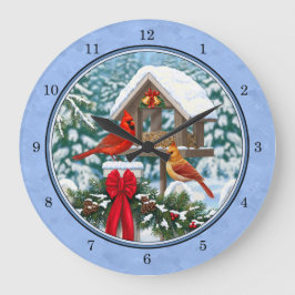 Kardinal Weihnachtsfest Blau Große Wanduhr