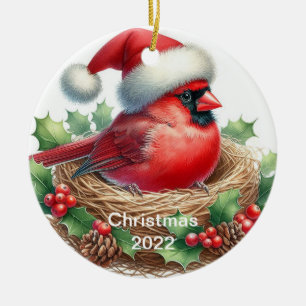 Kardinal-Weihnachtsschmuck Keramik Ornament