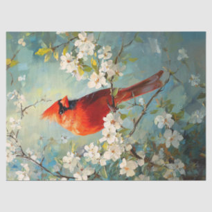 Kardinal Weiße blühende Blume Art Decoupage Seidenpapier