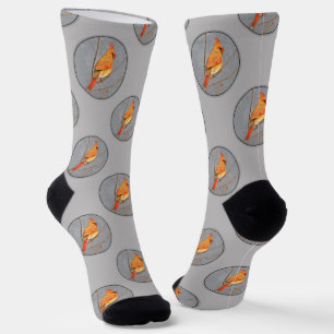 Kardinal Winter Branch Malerei Original Bird Art Socken