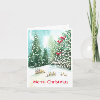 Kardinal Winter Scene Weihnachtskarte
