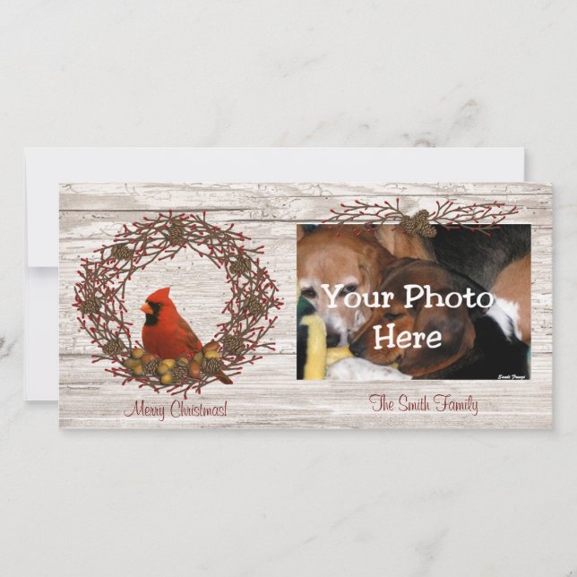 Kardinal-Wreath-Fotokarte Feiertagskarte (Vorderseite)