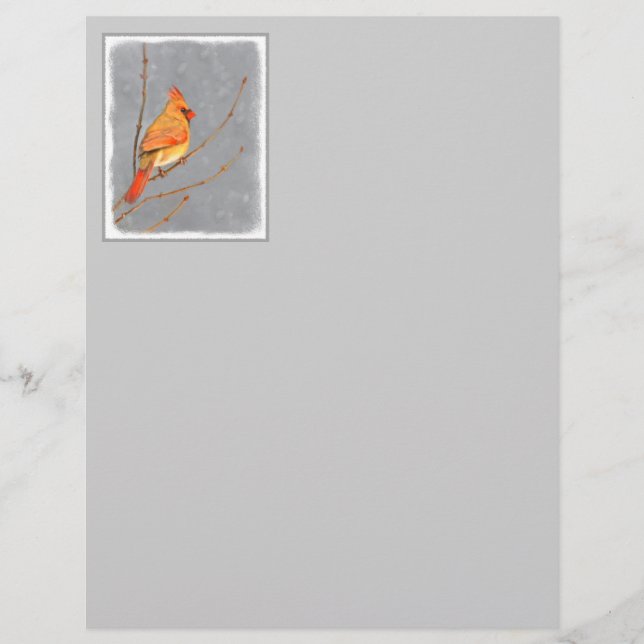 Kardinal zur Zweigmalerei - Originale Vogelkunst (Vorderseite)
