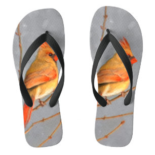 Kardinal zur Zweigmalerei - Originale Vogelkunst Flip Flops