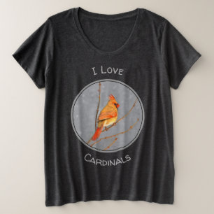 Kardinal zur Zweigmalerei - Originale Vogelkunst Große Größe T-Shirt