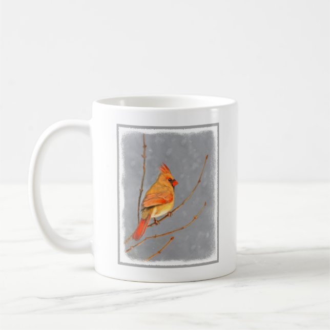 Kardinal zur Zweigmalerei - Originale Vogelkunst Kaffeetasse (Links)