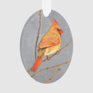 Kardinal zur Zweigmalerei - Originale Vogelkunst Ornament