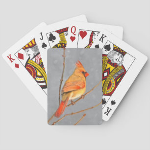 Kardinal zur Zweigmalerei - Originale Vogelkunst Spielkarten