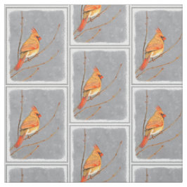 Kardinal zur Zweigmalerei - Originale Vogelkunst Stoff