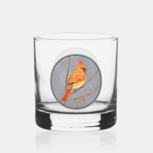 Kardinal zur Zweigmalerei - Originale Vogelkunst Whiskyglas