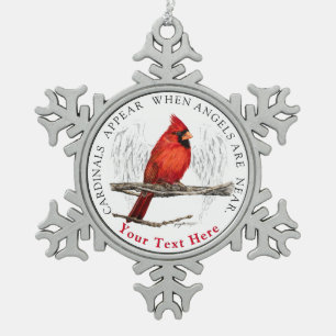 Kardinäle erscheinen, wenn Engel nahe Gewohnheit Schneeflocken Zinn-Ornament