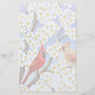 Kardinäle im blühender Baum-Briefpapier Briefpapier