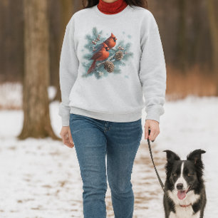 Kardinale im Schnee Winter-Wildtiere Sweatshirt