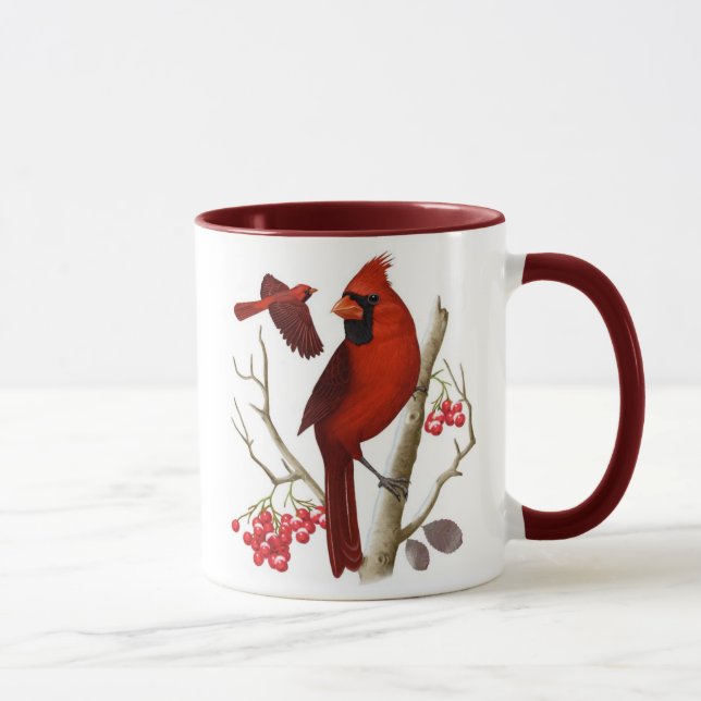 "Kardinäle in der wilden" Vogel-Kaffee-Tasse Tasse (Rechts)